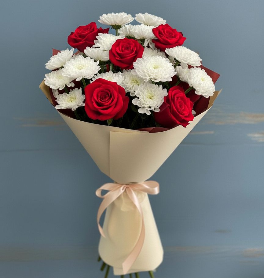 Букет цветов из: Розы и Хризантемы в Усть-Калманке