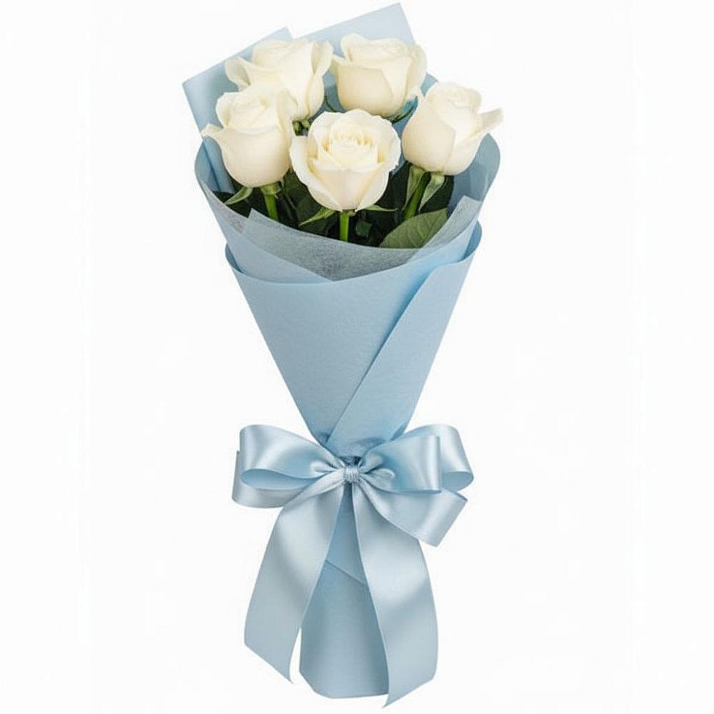 Букет 5 Белых роз Проуд в Усть-Калманке