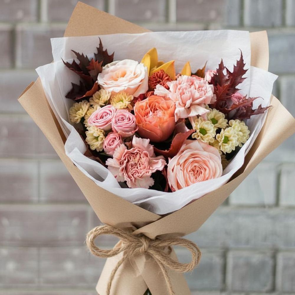 Букет цветов из: Гвоздики, Хризантемы и Розы в Усть-Калманке