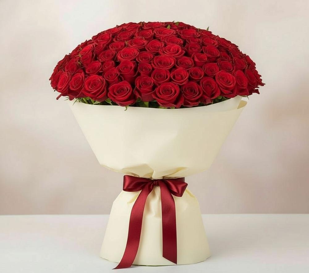 Букет 101 Красная роза Милано в Усть-Калманке