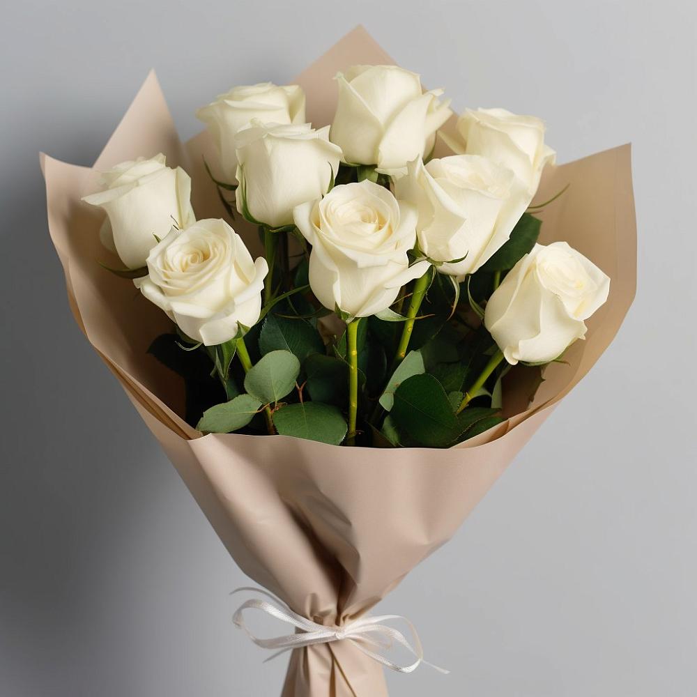 Букет 9 Белых роз Эдлесс Лав в Усть-Калманке