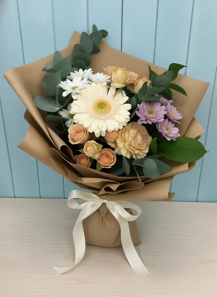 Букет цветов из: Герберы и Хризантемы в Усть-Калманке