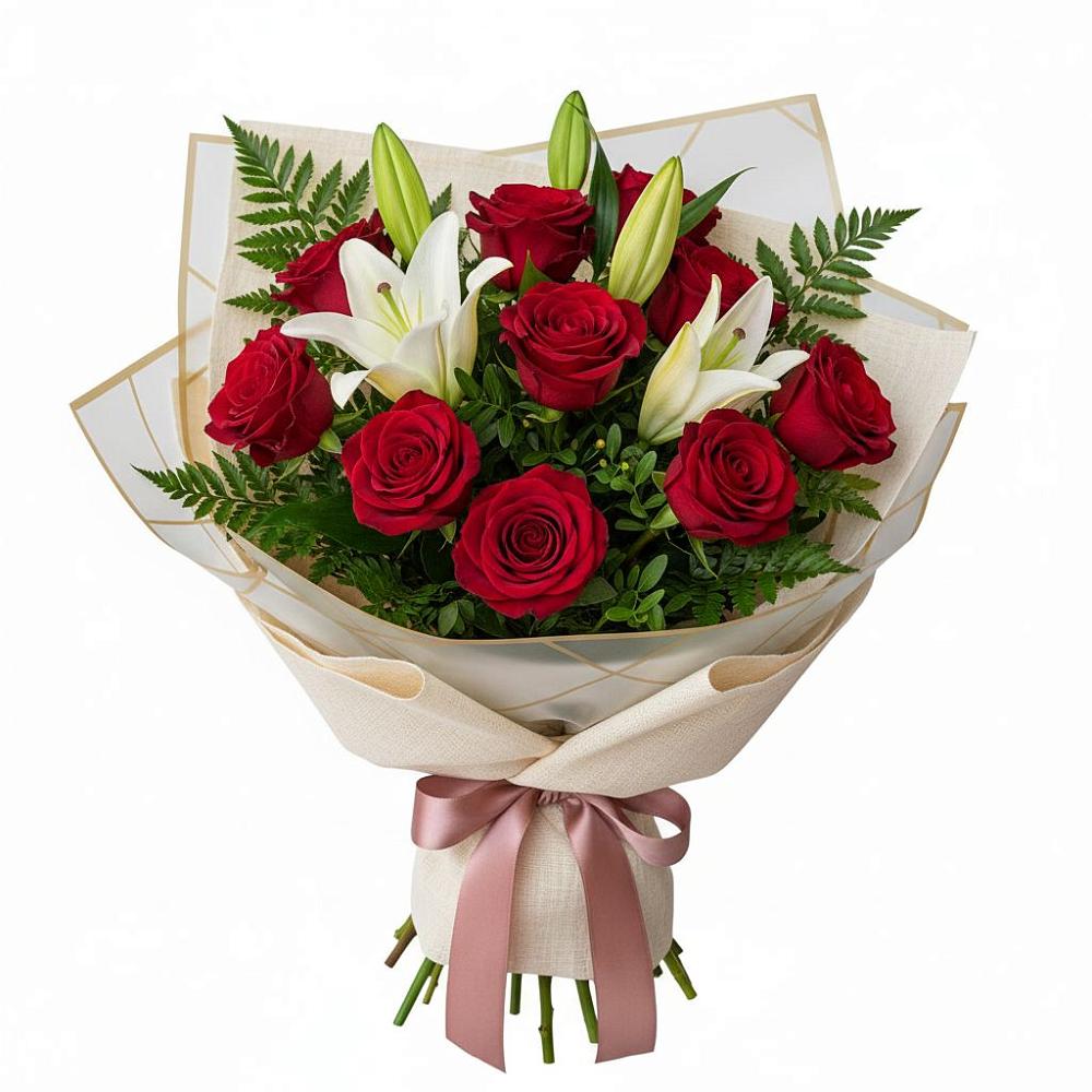 Букет цветов из: Лилии и Розы в Усть-Калманке