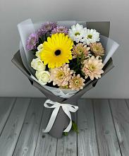 Букет цветов из:  Розы, Герберы и Хризантемы #REPLACE_PRED# Усть-Калманке