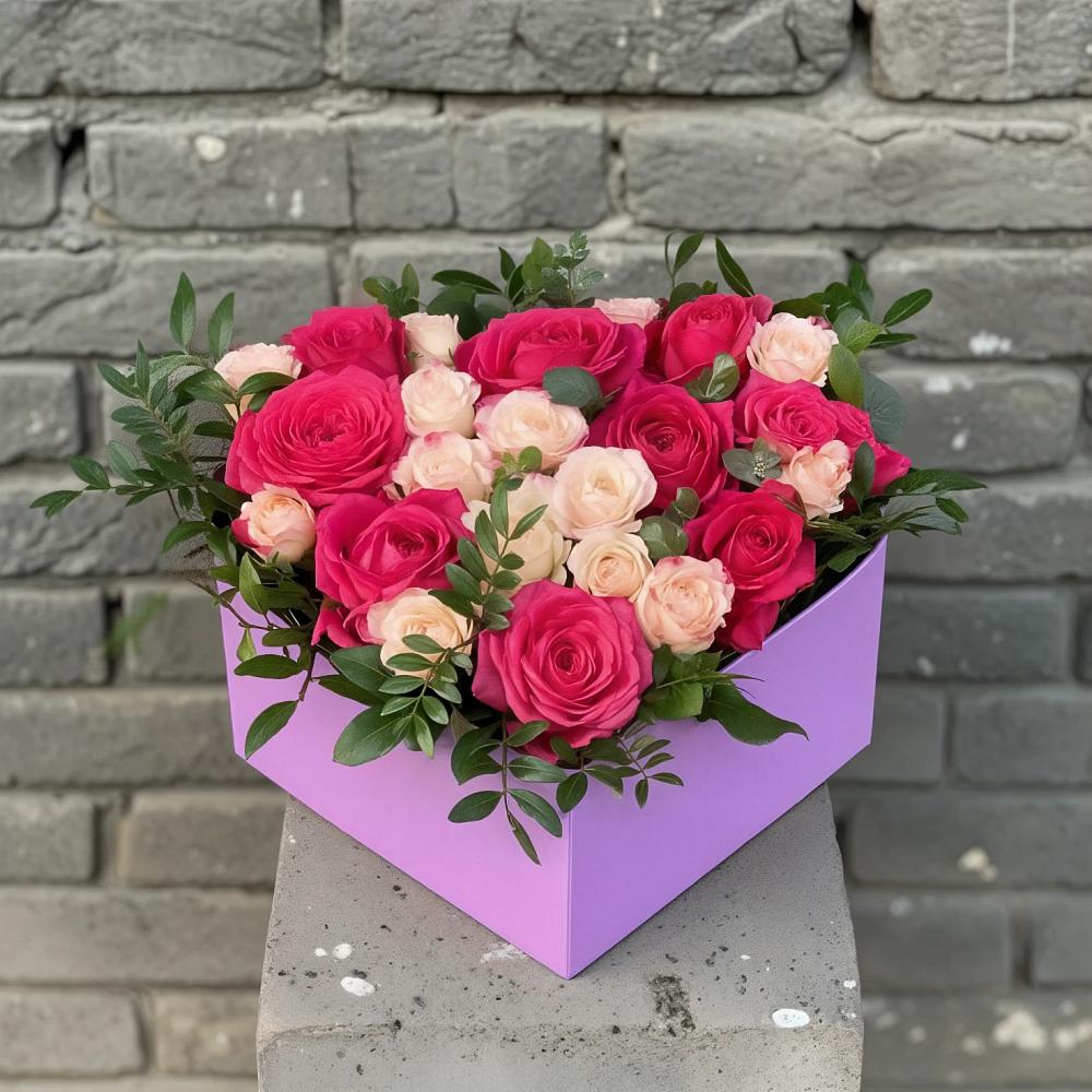 Цветочная композиция из Розы в коробке в Усть-Калманке