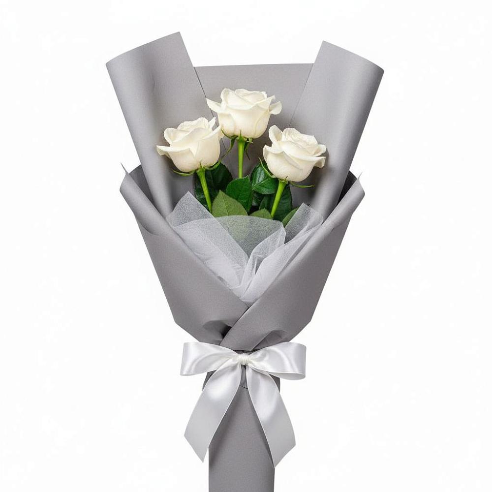 Букет 3 белые розы в Усть-Калманке