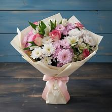 Букет цветов из:  Хризантемы, Альстромерии и Розы в Усть-Калманке