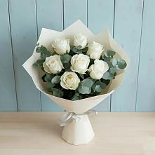 Букет Белые розы в Эвкалипте #REPLACE_PRED# Усть-Калманке
